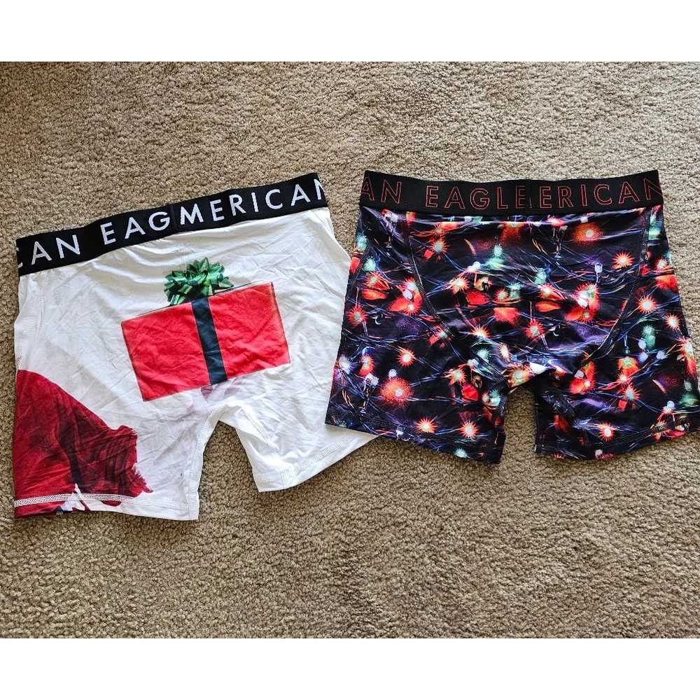 American Eagle Mens Boxer Briefs Medium Christmas Designs